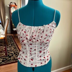 Floral White and Red Women's Tank Top